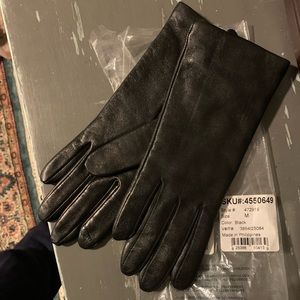 Black leather gloves